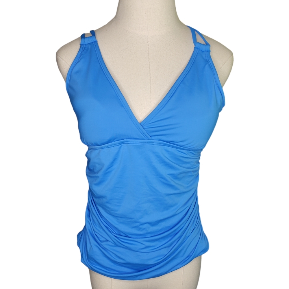 La Blanca Island Goddess Rouched Tankini Top Underwire Bra Beach Pool Vacay Lake